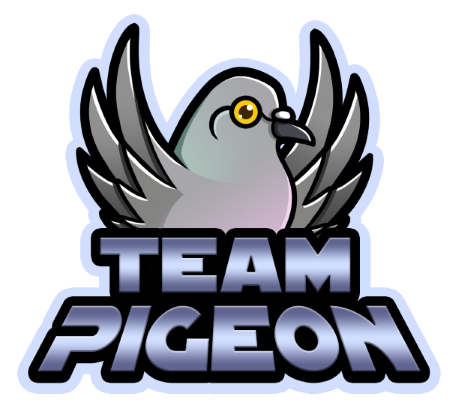 Logo of a pigeon with the words Team Pigeon