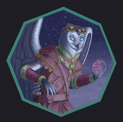 Painting of an owl character